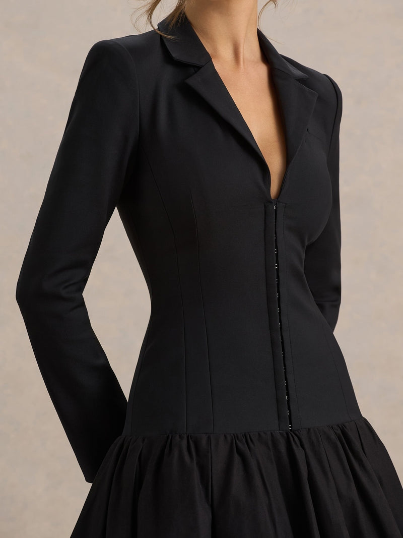 A-Line/Princess V-Neck Satin Wedding Guest Dresses Long Sleeves Knee-Length