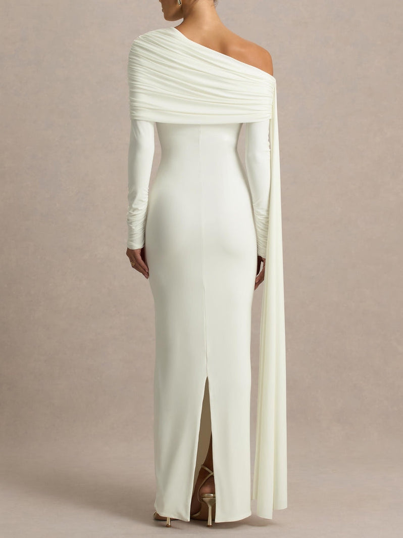 Sheath/Column One-Shoulder Wedding Guest Dresses Floor-Length Long Sleeves