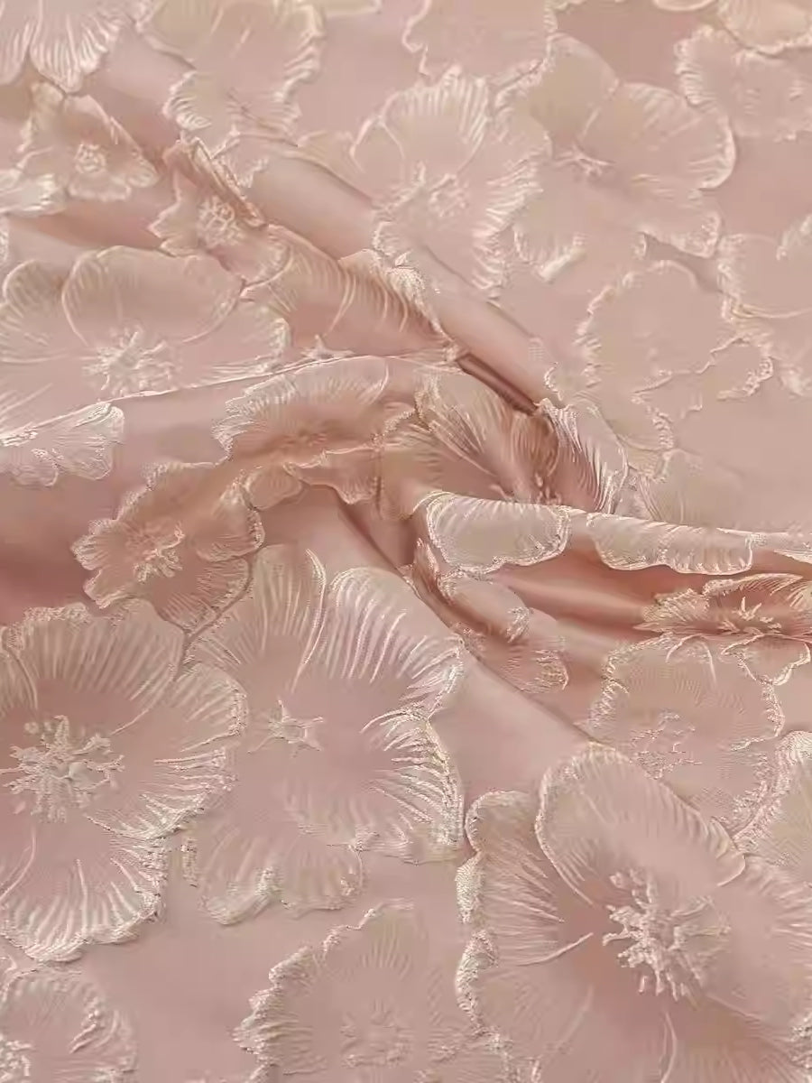 A-Line/Princess V-Neck Jacquard Mother of the Bride Dresses Short Sleeves Floral Ankle-Length