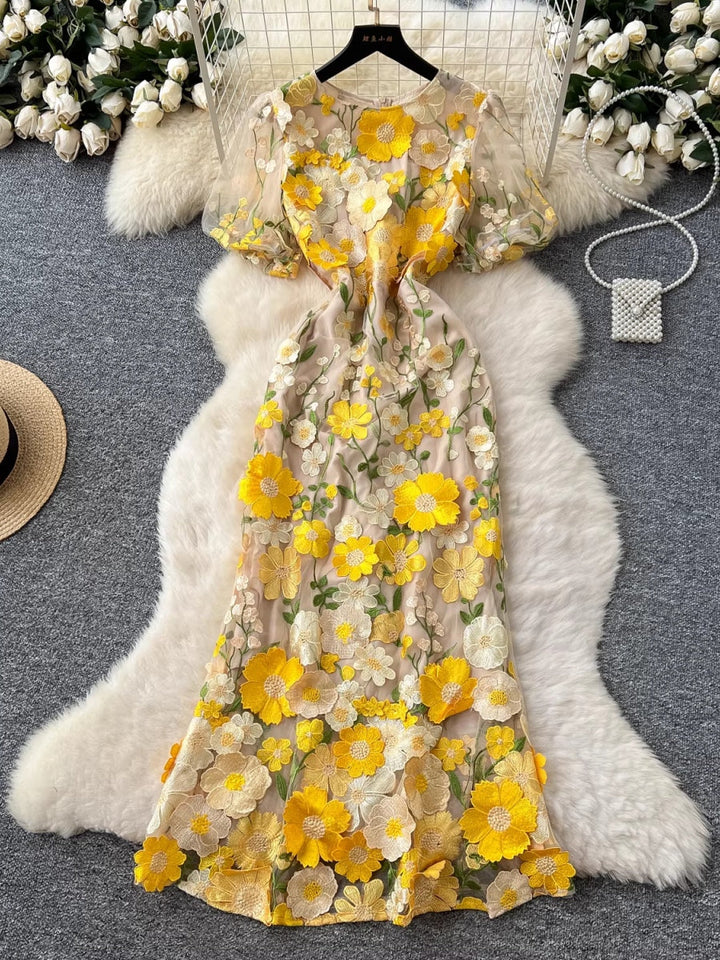 Sheath/Column Scoop Wedding Guest Dresses Lace Embroidery Tea-Length Short Sleeves Floral