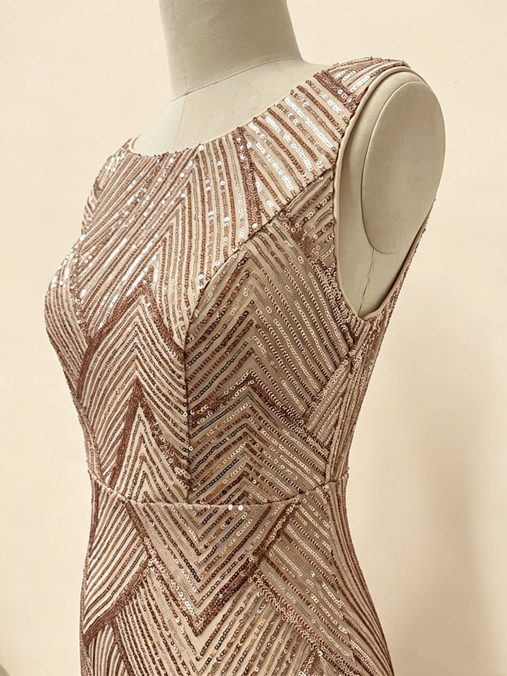 Sheath/Column Scoop Sequins Wedding Guest Dresses Floor-Length Sleeveless