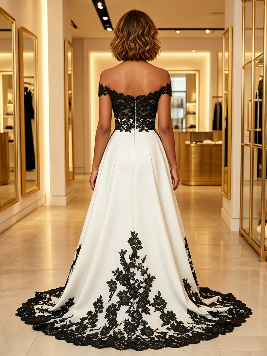 Sheath/Column Off-the-Shoulder Formal Dresses Floor-Length Sleeveless Evening Dresses with Overskirt