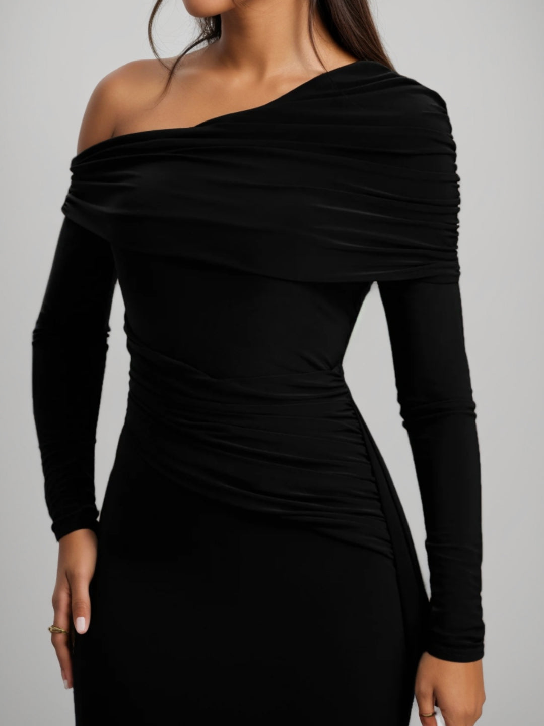 Trumpet/Mermaid One-Shoulder Long Sleeves Wedding Guest Dresses Asymmetrical