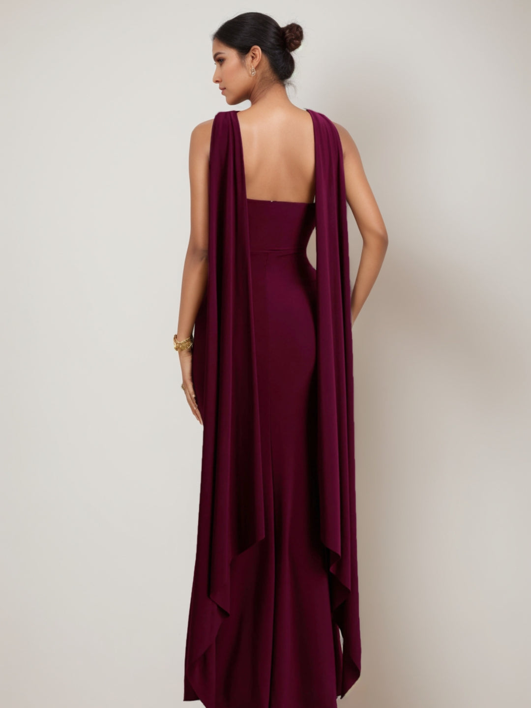 Trumpet/Mermaid Stretch Satin Sweetheart Wedding Guest Dresses with Scarf Floor-Length Sleeveless
