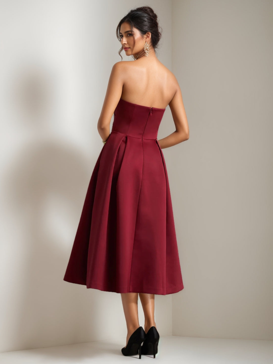 A-Line/Princess Sweetheart Satin Wedding Guest Dresses Sleeveless Tea-Length
