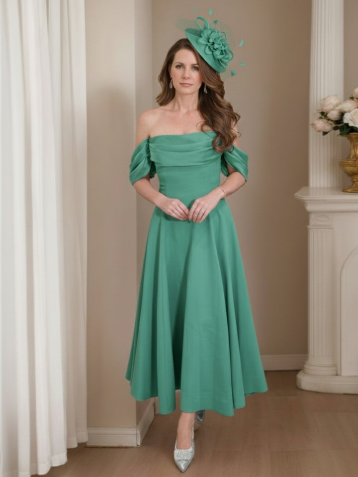 A-Line/Princess 1/2 Sleeves Ankle-Length Off-the-Shoulder Mother of the Bride Dresses