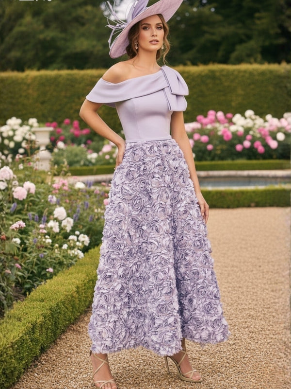 A-Line/Princess One-Shoulder Sleeveless Mother of the Bride Dresses with 3D Flowers