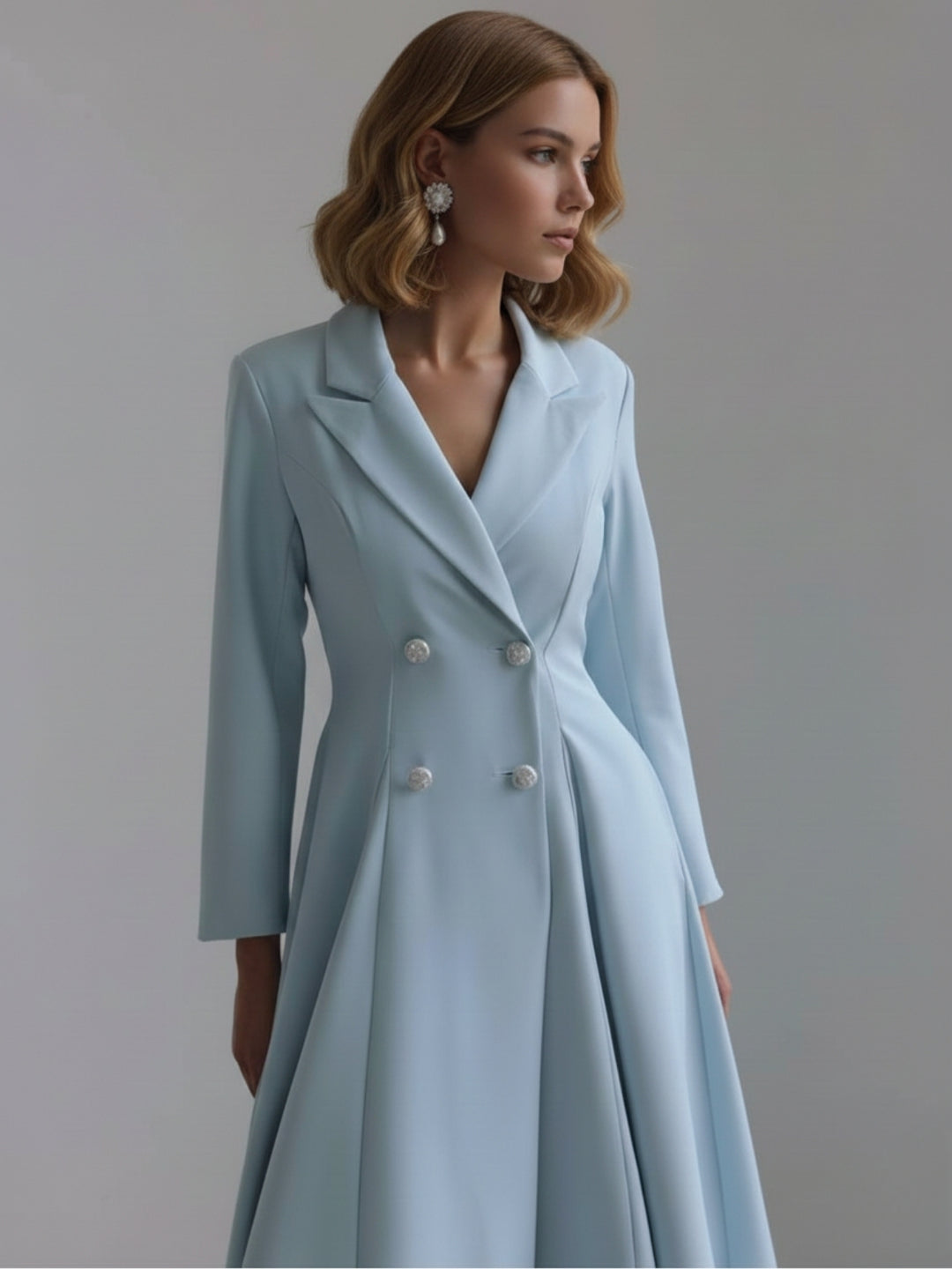 A-Line/Princess Double-Breasted Long Sleeves Tea-Length Wedding Guest Dresses