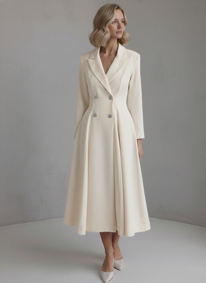 A-Line/Princess Double-Breasted Long Sleeves Tea-Length Wedding Guest Dresses