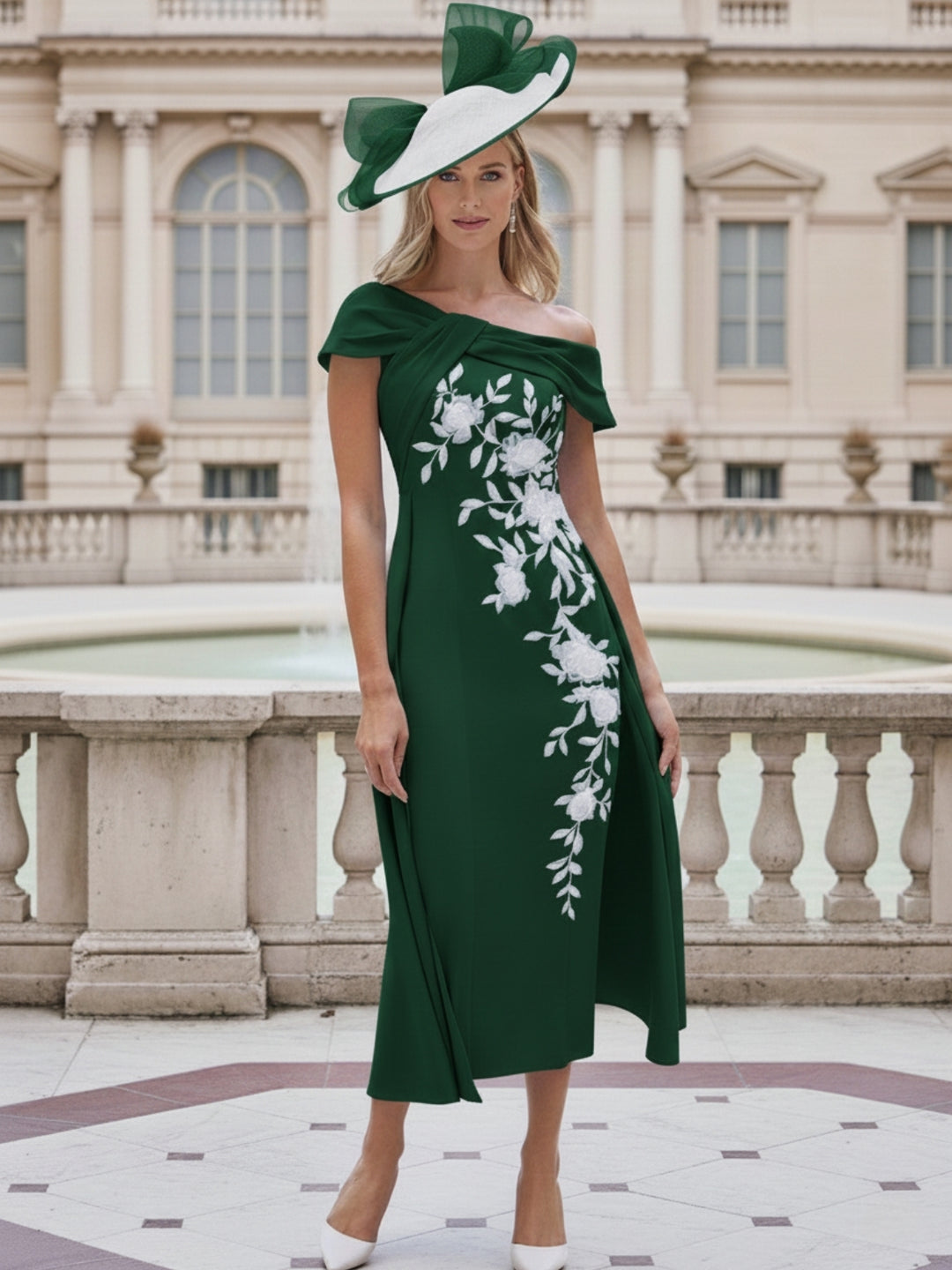 Sheath Off-the-Shoulder Short Sleeves Mother of the Bride Dresses with Appliques