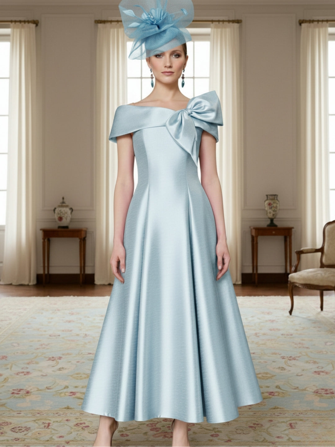 A-Line/Princess Short Sleeves Mother of the Bride Dresses with Bowknot