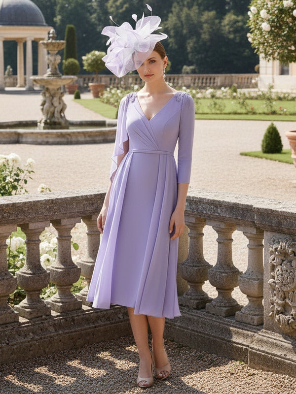 A-Line/Princess V-Neck Chiffon Mother of the Bride Dresses with Ribbon