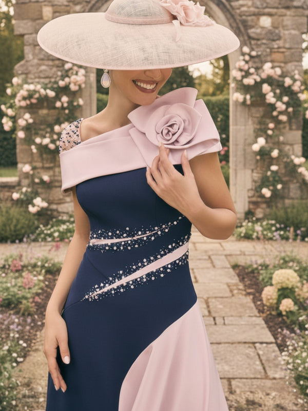 A-Line/Princess Ankle-Length Asymmetrical Mother of the Bride Dresses With 3D Flowers