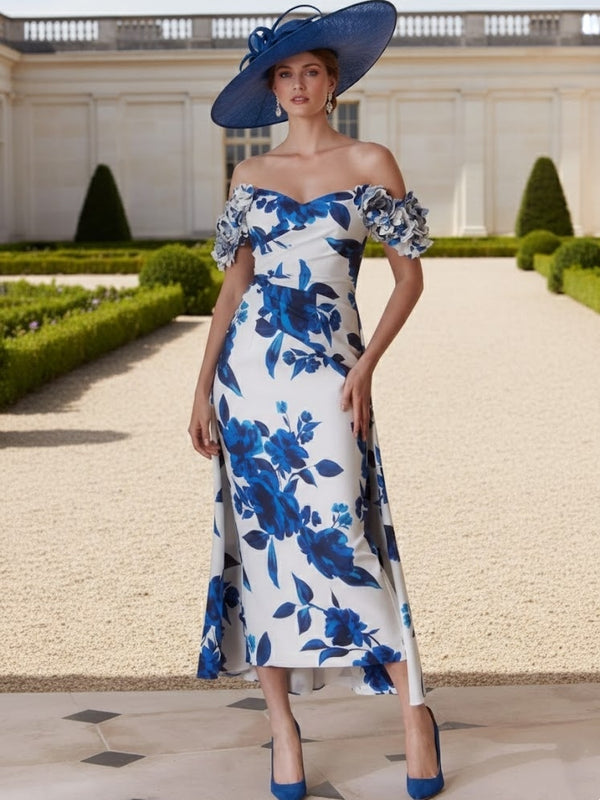 A-Line/Princess Off-the-Shoulder Mother of the Bride Dresses Printed Ankle-Length Sleeveless Floral