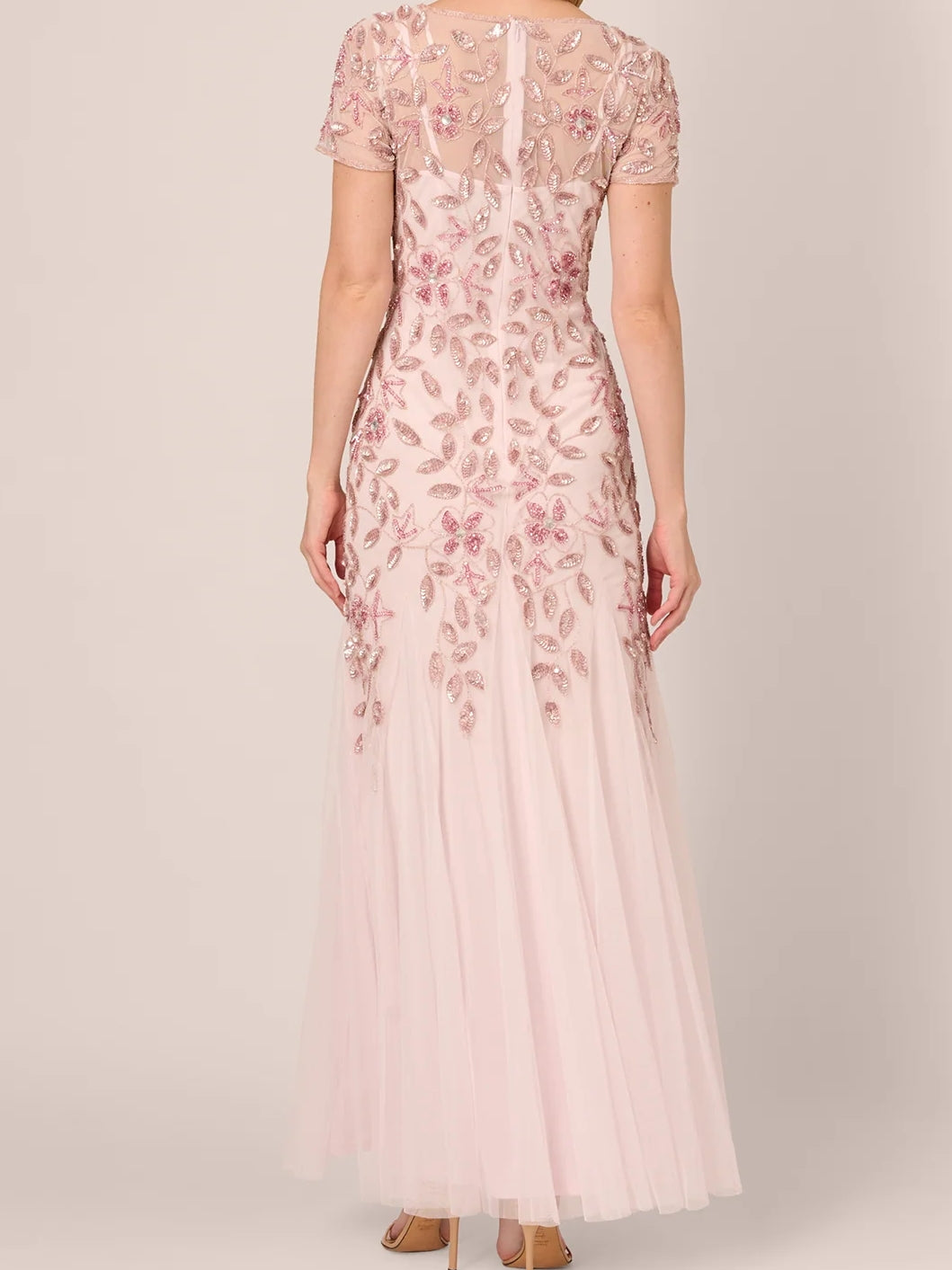 A-Line/Princess Scoop Mother of the Bride Dresses Lace Sequins Ankle-Length Short Sleeves Pleated