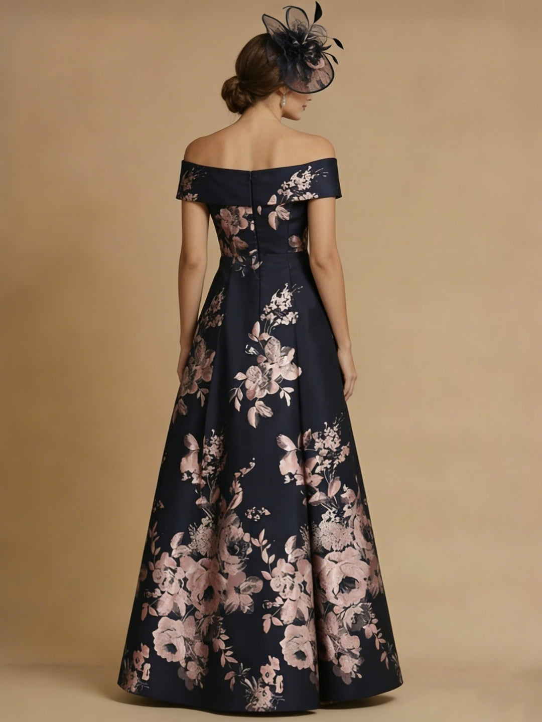 A-Line/Princess Off-the-Shoulder Mother of the Bride Dresses Printed Satin Floor-Length Sleeveless
