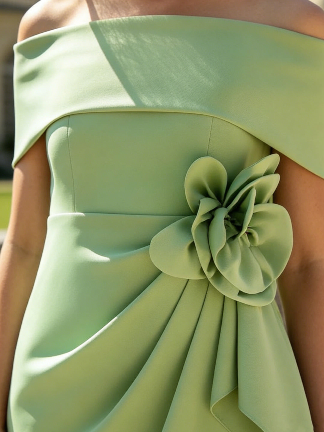 Sheath/Column Off-the-Shoulder Stretch Satin Mother of the Bride Dresses Ankle-Length Sleeveless 3D Flower