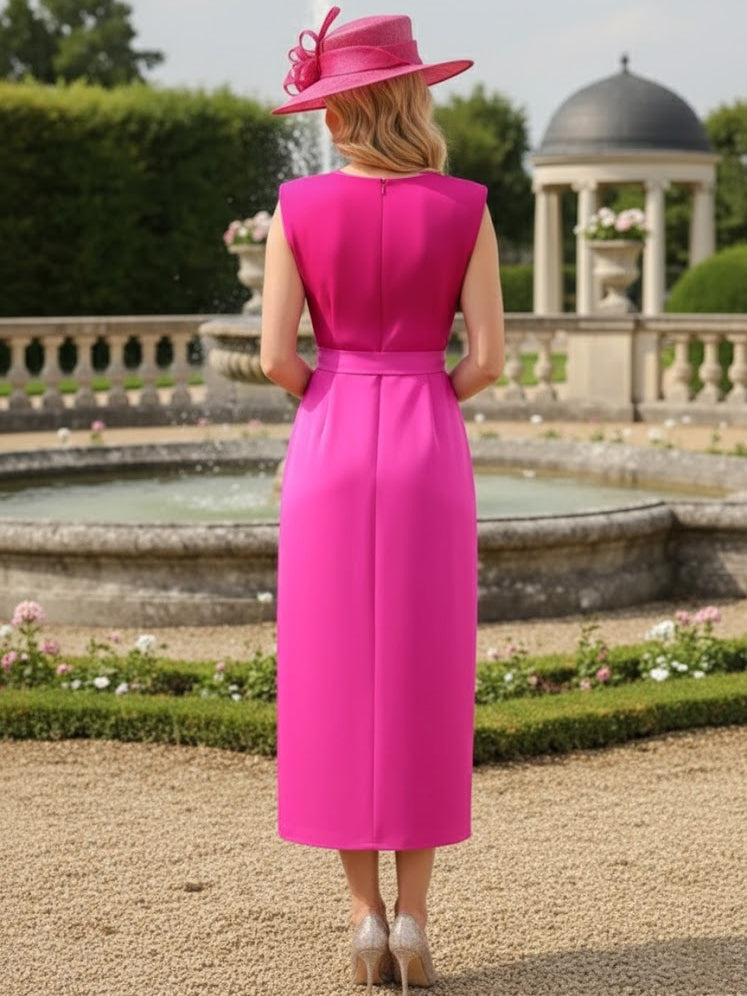 Sheath/Column Scoop Chiffon Mother of the Bride Dresses Tea-Length Sleeveless
