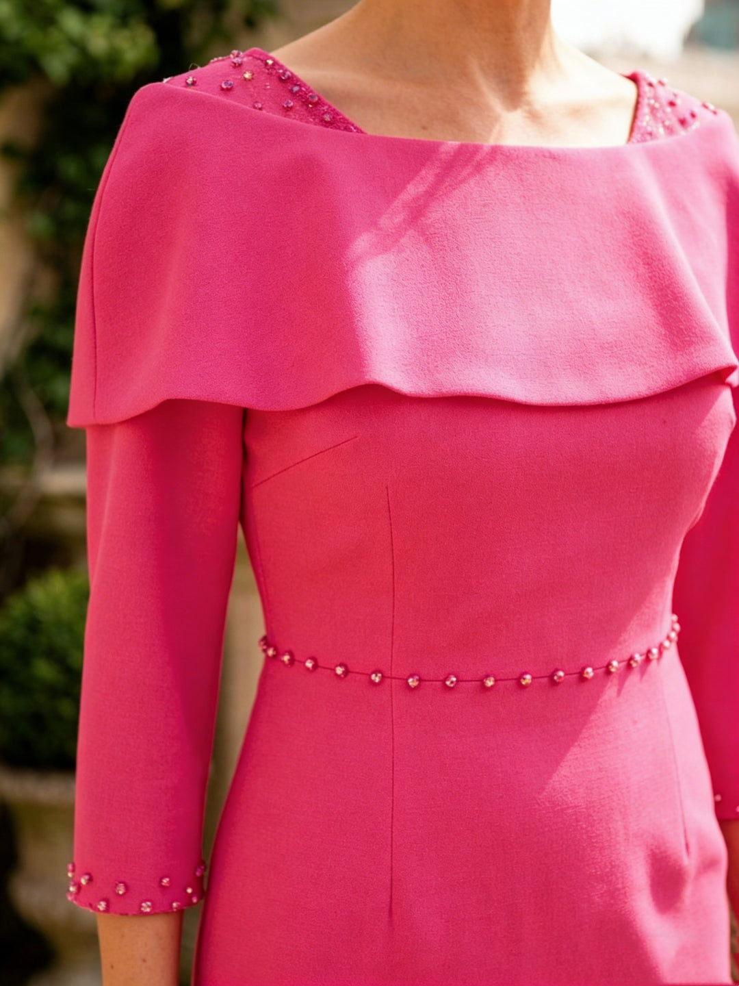 Sheath/Column Off-the-Shoulder Stretch Satin Mother of the Bride Dresses Tea-Length 3/4 Sleeves Sash
