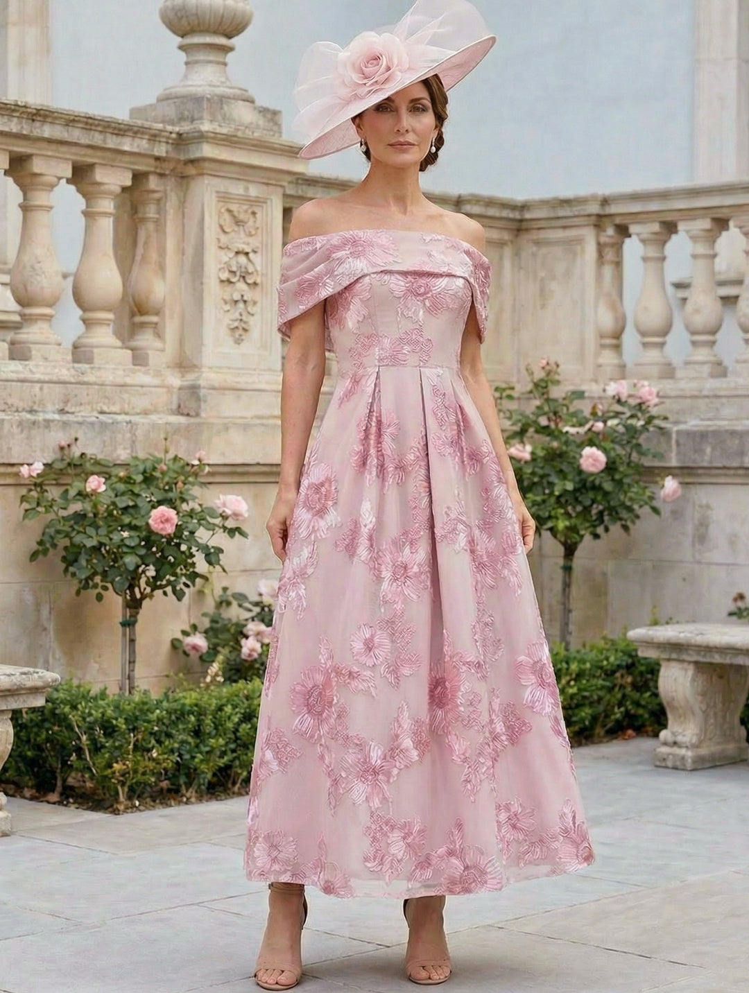A-Line/Princess Off-the-Shoulder Lace Mother of the Bride Dresses Floral Sleeveless Ankle-Length