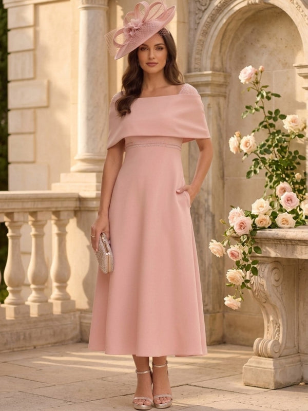 A-Line/Princess Off-the-Shoulder Stretch Satin Mother of the Bride Dresses Ankle-Length Sleeveless Sequins