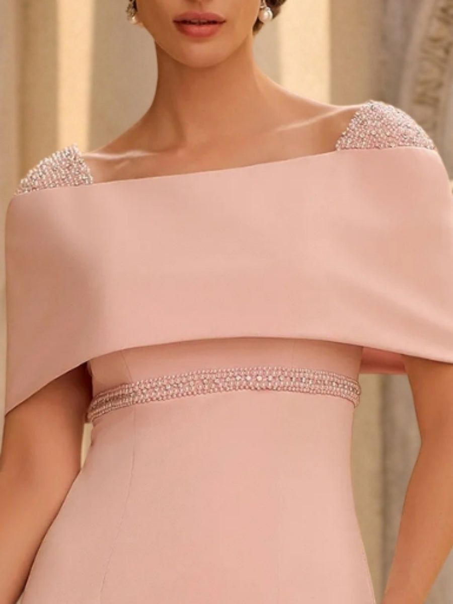 A-Line/Princess Off-the-Shoulder Stretch Satin Mother of the Bride Dresses Ankle-Length Sleeveless Sequins