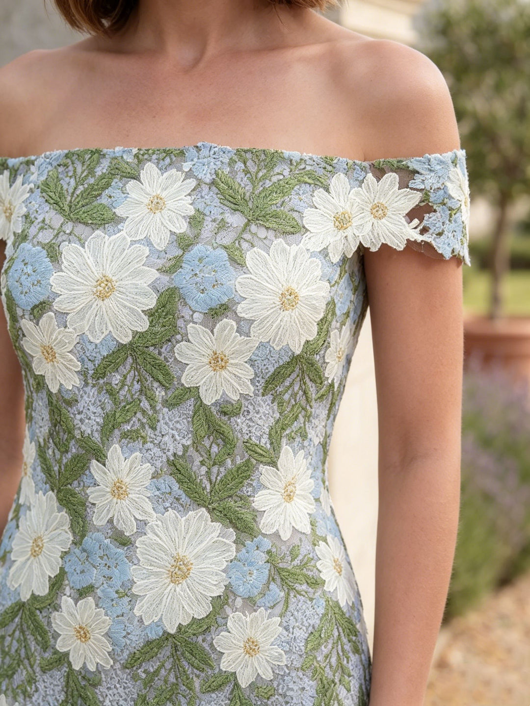 Sheath/Column Off-the-Shoulder Lace Mother of the Bride Dresses Sleeveless Floral Ankle-Length