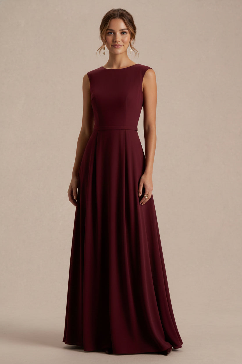A-Line/Princess Scoop Chiffon Wedding Guest Dresses Ankle-Length Sleeveless