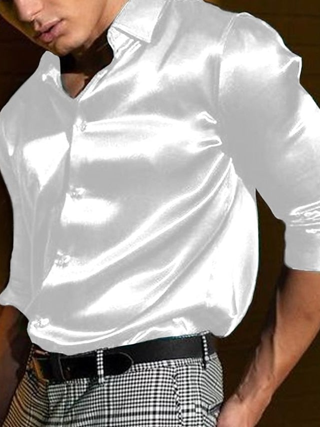 Men's Casual Cotton Blend Long Sleeves Solid Colour Shirt