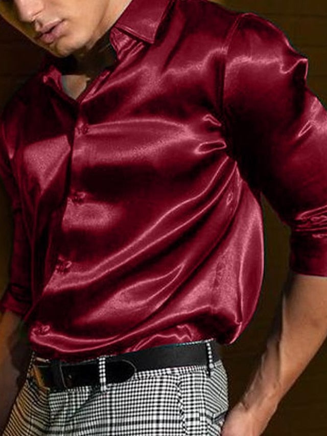 Men's Casual Cotton Blend Long Sleeves Solid Colour Shirt