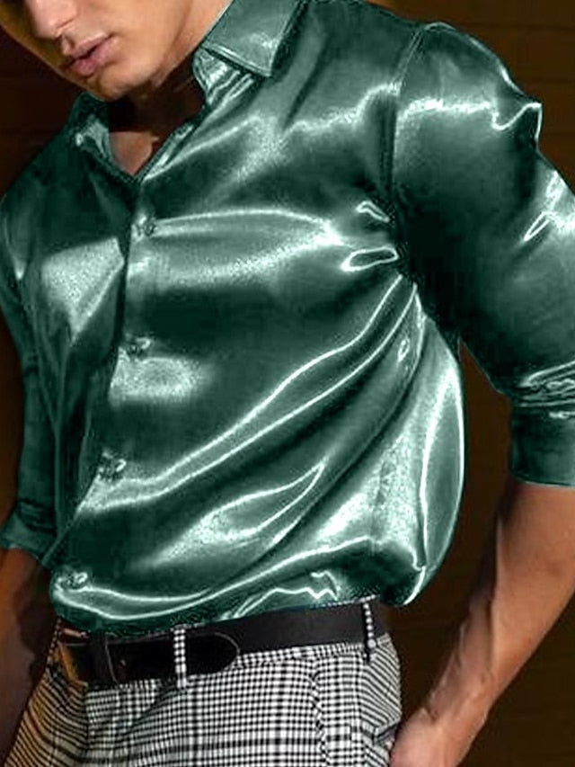 Men's Casual Cotton Blend Long Sleeves Solid Colour Shirt