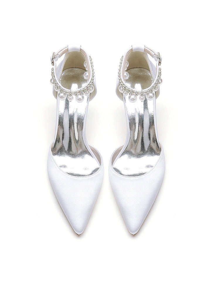 Women's Wedding Shoes Beadings High Heel Pointed Toe Bridesmaid Shoes