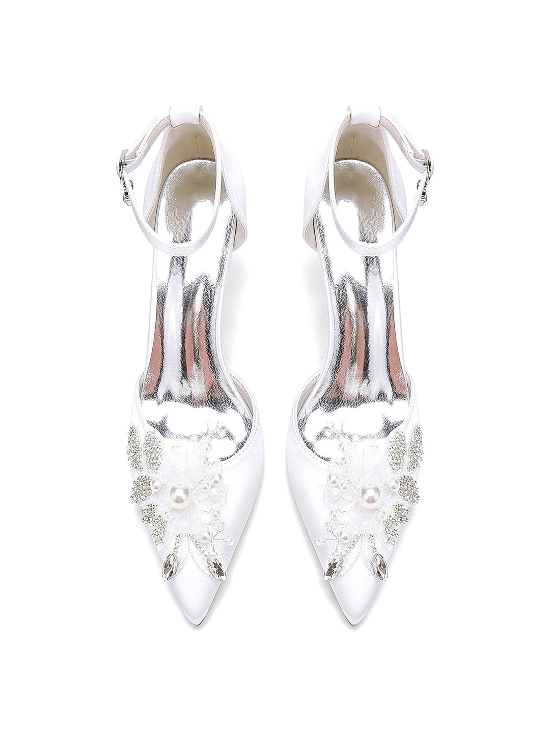 Women's Wedding Shoes Lace Stiletto Heel Pointed Toe Bridesmaid Shoes
