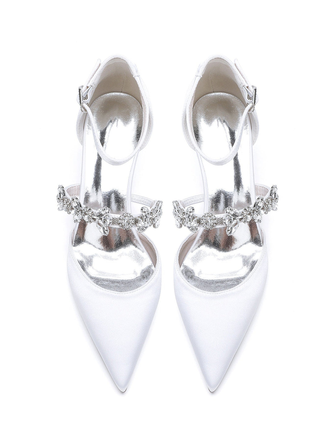 Women's Rhinestone Flat Heel Pointed Toe Bridesmaid Shoes