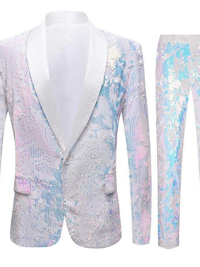 Men's Tailored Fit Single Breasted One-button 2 Pieces Prom Disco Suits