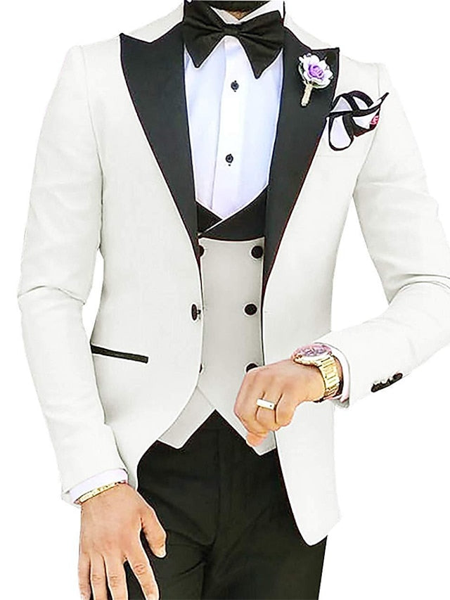Men's Tailored Fit Single Breasted One-button 3 Pieces Solid Coloured Wedding Suits