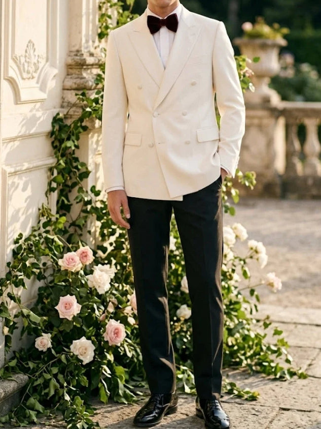 Men's 3-Piece Wool Double-Breasted Suit Jacket