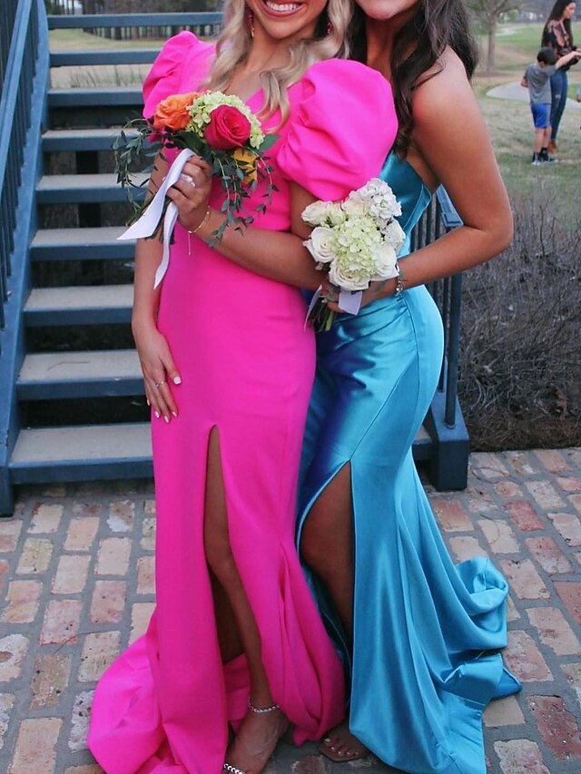 Sheath/Column V-Neck Floor-length Prom Dresses