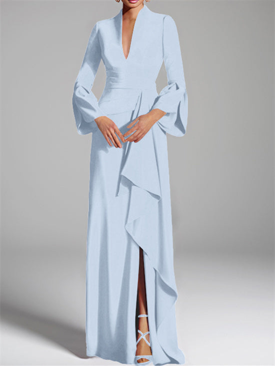 Sheath/Column V-Neck Floor-Length Mother of the Bride Dresses