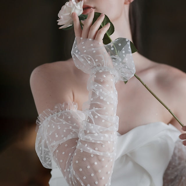 Tulle Elbow Length Glove Cute / Elegant With Wave point